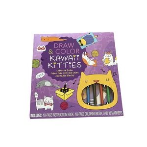 Chartwell Books Draw & Color Kawaii Kitties Art Kit Purple Excellent Drawing Set